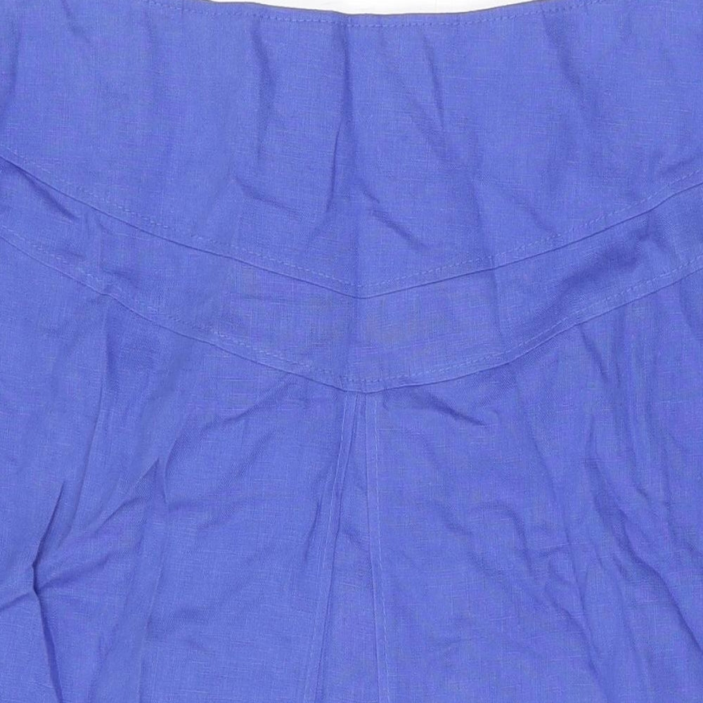 Chesca Womens Blue Linen Flare Skirt Size 14 Zip