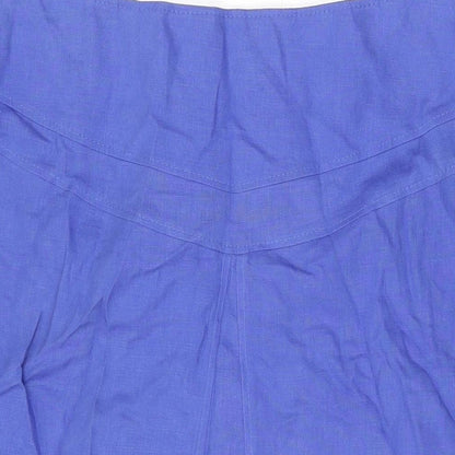Chesca Womens Blue Linen Flare Skirt Size 14 Zip