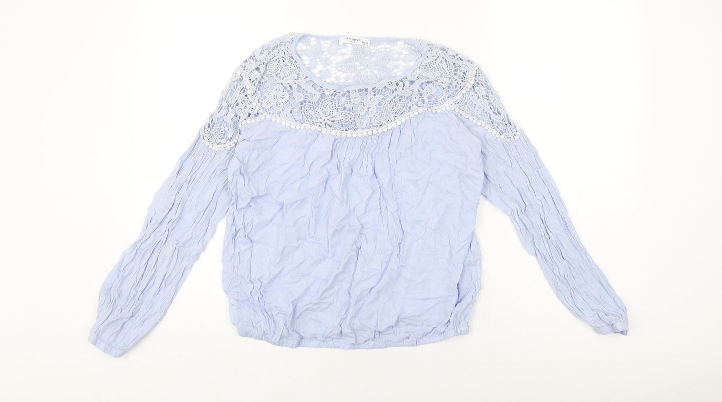 Womens UK Size 10 RESERVED Blue Basic T-Shirt