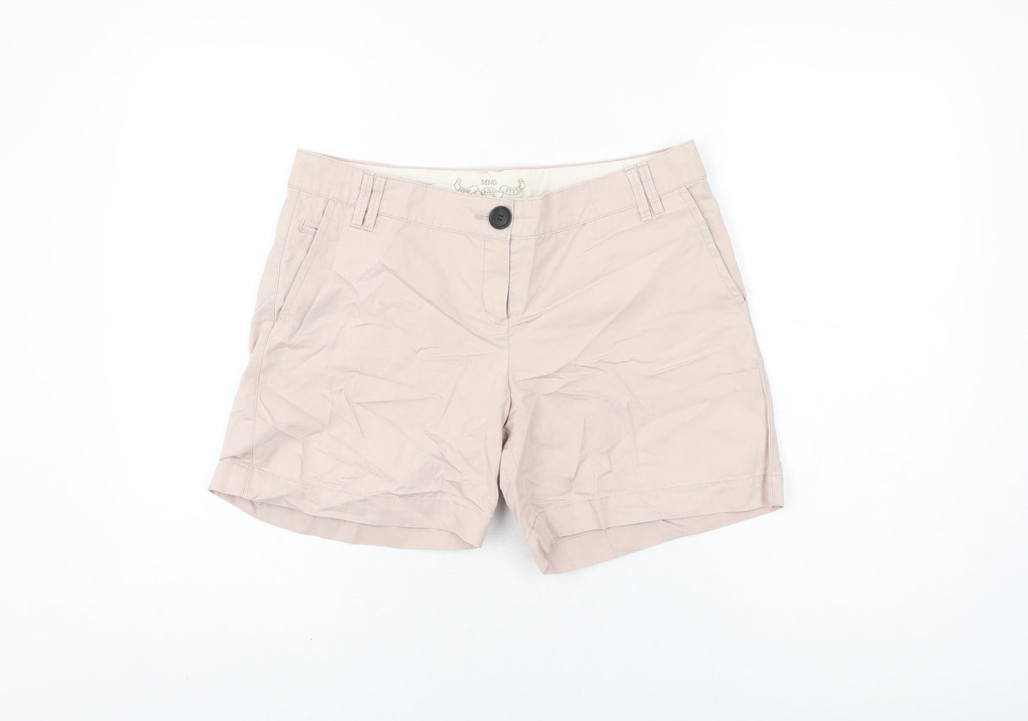 Mango Womens Pink Cotton Basic Shorts Size 12 L6 in Regular Zip