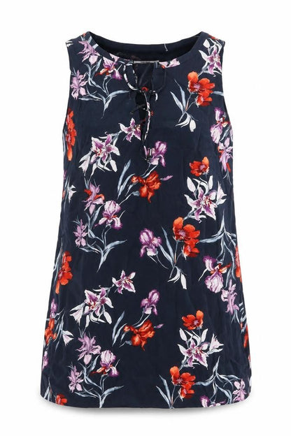 Mango Womens Blue Floral Polyester Shift Size 10 Boat Neck Tie
