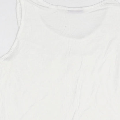 Avenue Womens White Geometric Viscose Basic T-Shirt Size 18 Round Neck