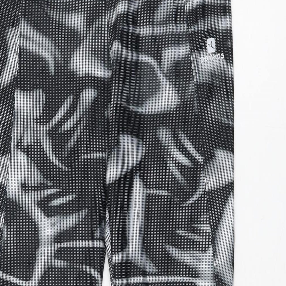 DECATHLON Womens Black Geometric Polyester Pedal Pusher Leggings Size 30 in L31 in Regular Pullover