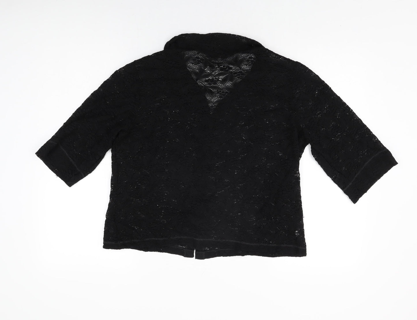 Bella di Notte Womens Black Floral Polyamide Basic Button-Up Size 14 Collared