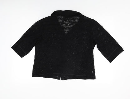 Bella di Notte Womens Black Floral Polyamide Basic Button-Up Size 14 Collared