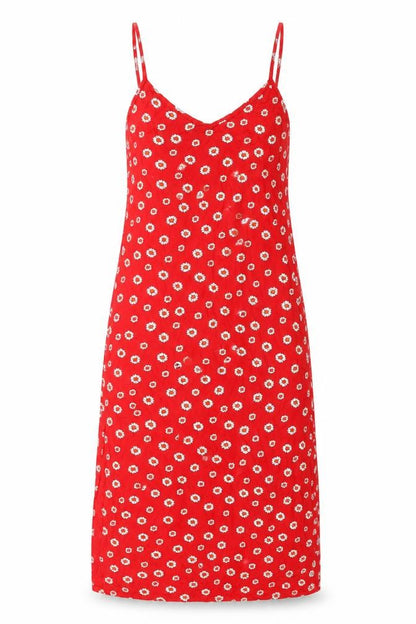 PRETTYLITTLETHING Womens Red Floral Viscose Bodycon Size 6 V-Neck Pullover