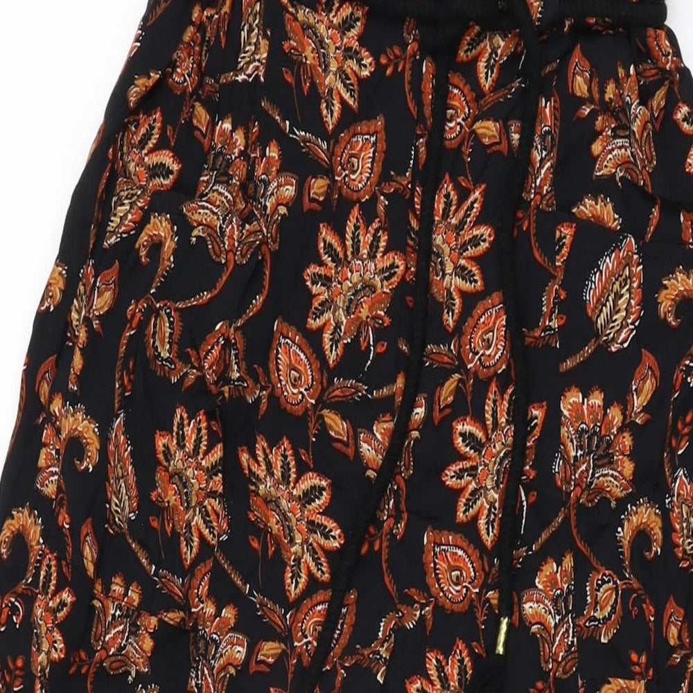 Mango Womens Black Geometric Viscose Trousers Size XS L27 in Regular Zip