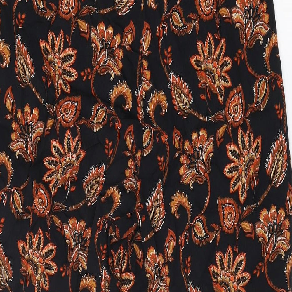 Mango Womens Black Geometric Viscose Trousers Size XS L27 in Regular Zip