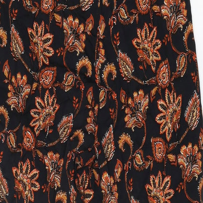 Mango Womens Black Geometric Viscose Trousers Size XS L27 in Regular Zip