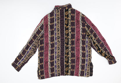 The Edinburgh Collection Womens Multicoloured Geometric Polyester Basic Button-Up Size 20 Collared