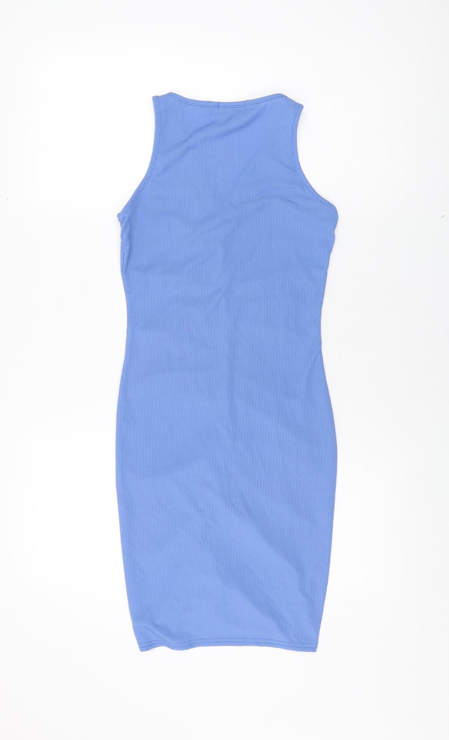 PRETTYLITTLETHING Womens Blue Polyester Bodycon Size 10 V-Neck Pullover