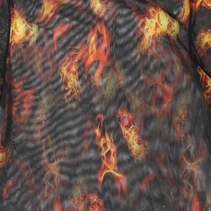 PRETTYLITTLETHING Womens Black Geometric Polyester Shift Size 6 Round Neck Pullover - Sheer