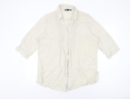 Womens UK Size 18 Isle Beige Basic Button-Up