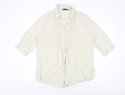 Womens UK Size 18 Isle Beige Basic Button-Up