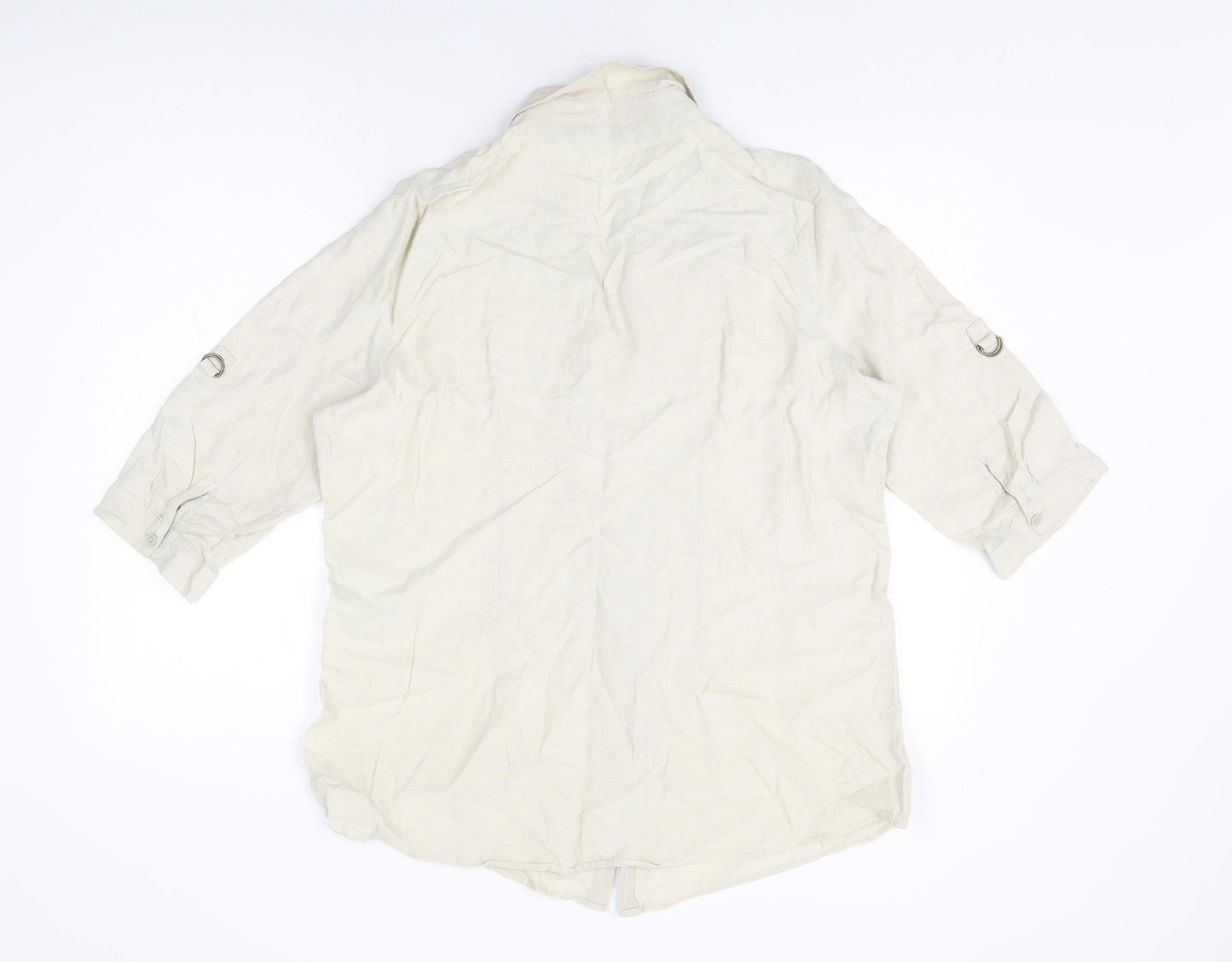 Womens UK Size 18 Isle Beige Basic Button-Up