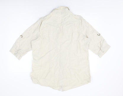 Womens UK Size 18 Isle Beige Basic Button-Up