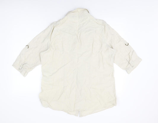 Womens UK Size 18 Isle Beige Basic Button-Up