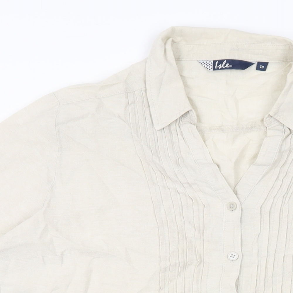 Womens UK Size 18 Isle Beige Basic Button-Up
