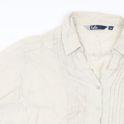Womens UK Size 18 Isle Beige Basic Button-Up
