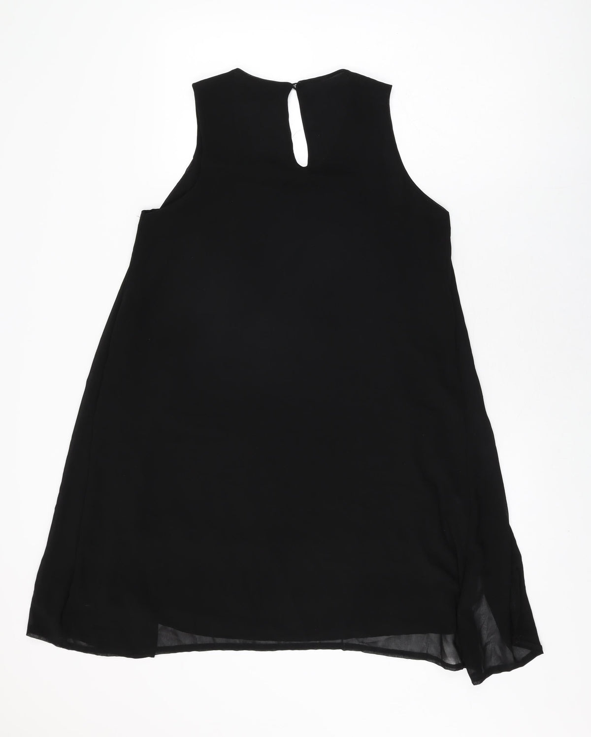 Sabrina Diamanti Womens Black Polyester Shift Size S Round Neck Button