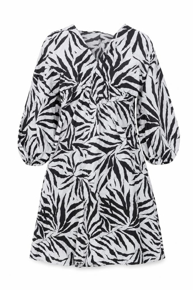 Marks and Spencer Womens White Animal Print Polyamide A-Line Size 14 V-Neck Pullover
