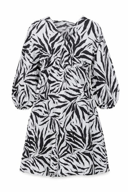 Marks and Spencer Womens White Animal Print Polyamide A-Line Size 14 V-Neck Pullover