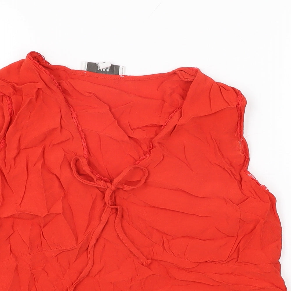 Womens UK Size 14 Marks and Spencer Red Basic T-Shirt