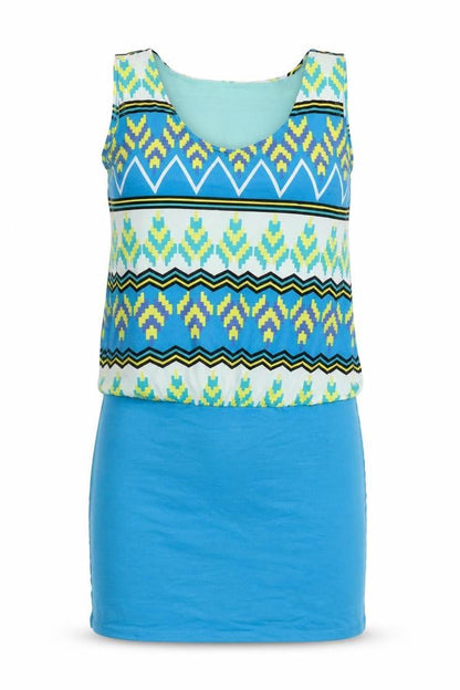 Sweet Womens Blue Geometric Polyester Mini Size M Round Neck Pullover