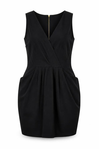 Closet Womens Black Polyester Bodycon Size 14 V-Neck Zip