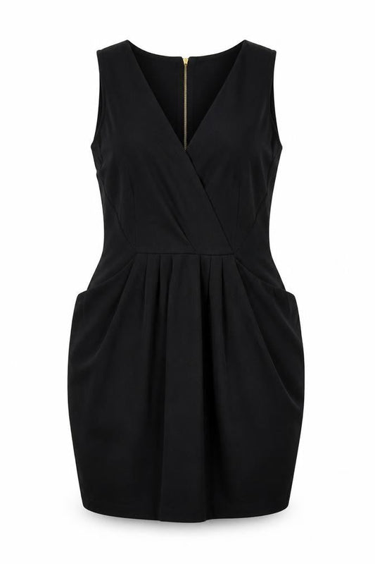 Closet Womens Black Polyester Bodycon Size 14 V-Neck Zip