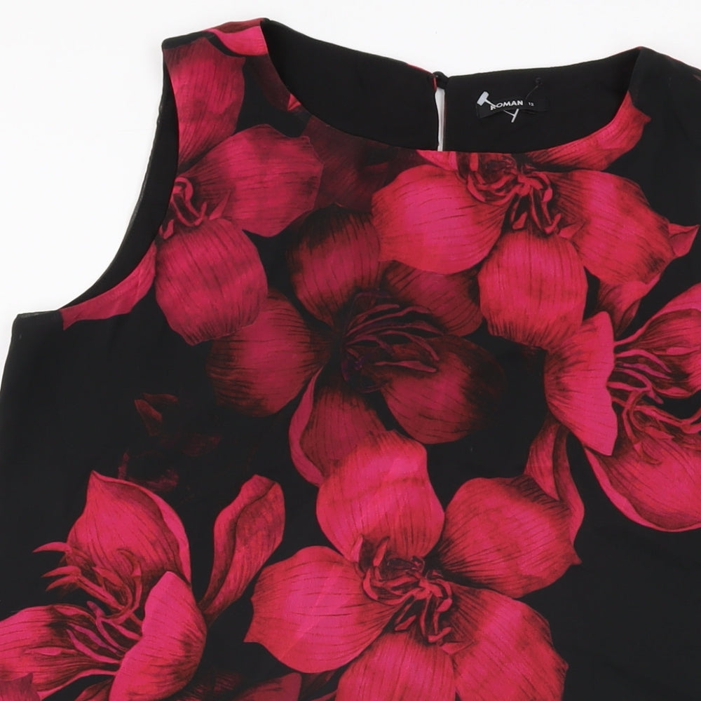 Womens UK Size 12 Roman Black Basic Blouse