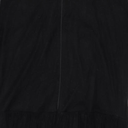 Oasis Womens Black Floral Polyamide A-Line Size XL Round Neck Zip