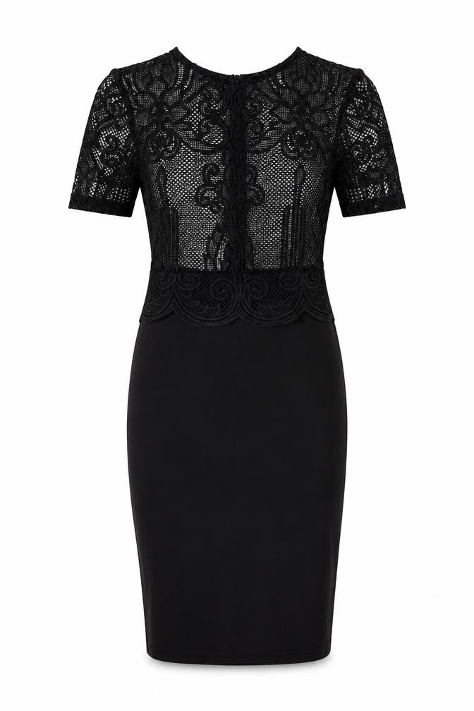 Zara Womens Black Geometric Polyester Bodycon Size S Round Neck Zip
