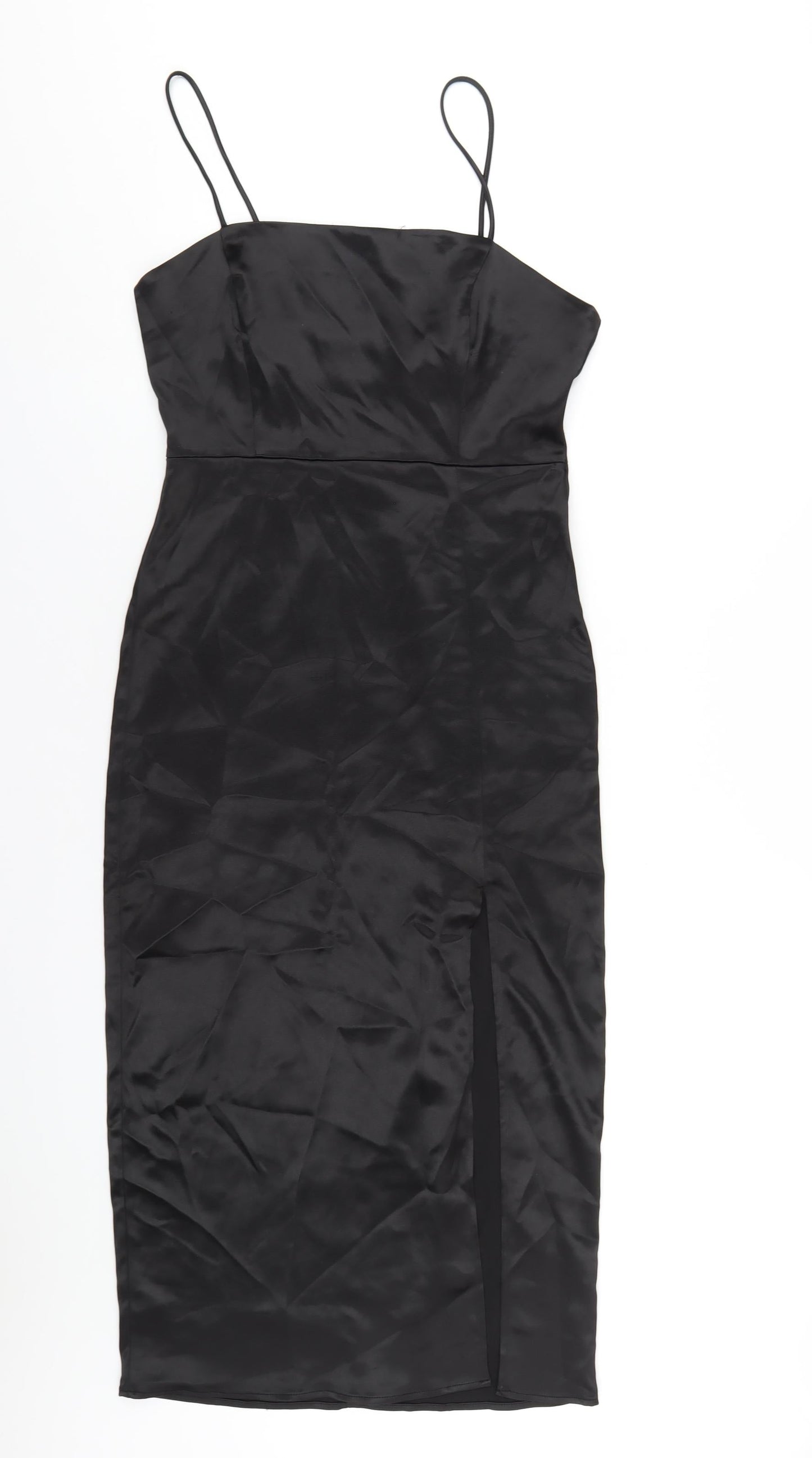 Zara Womens Black Polyester A-Line Size M Square Neck Zip