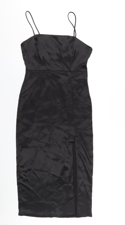 Zara Womens Black Polyester A-Line Size M Square Neck Zip