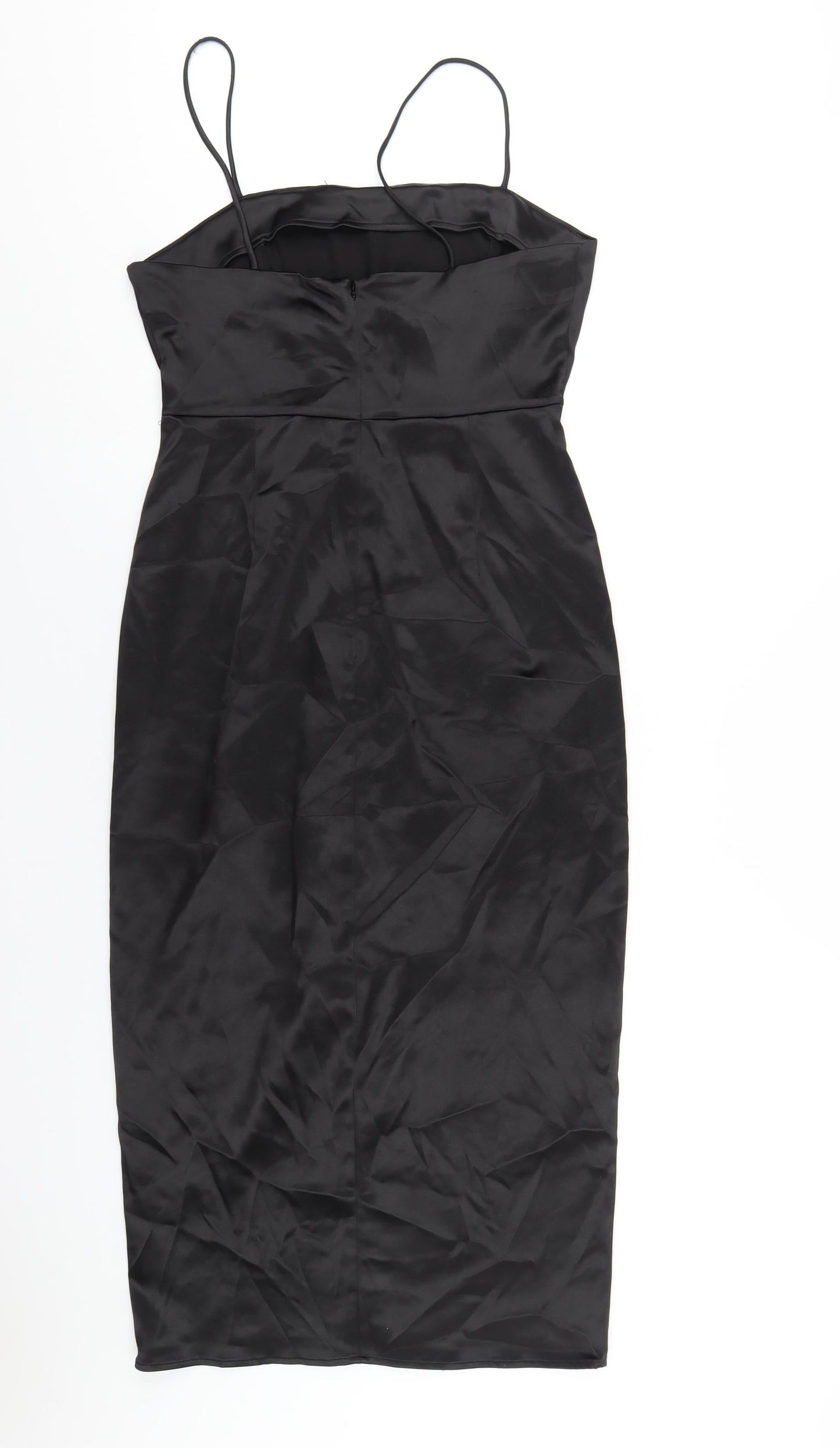 Zara Womens Black Polyester A-Line Size M Square Neck Zip