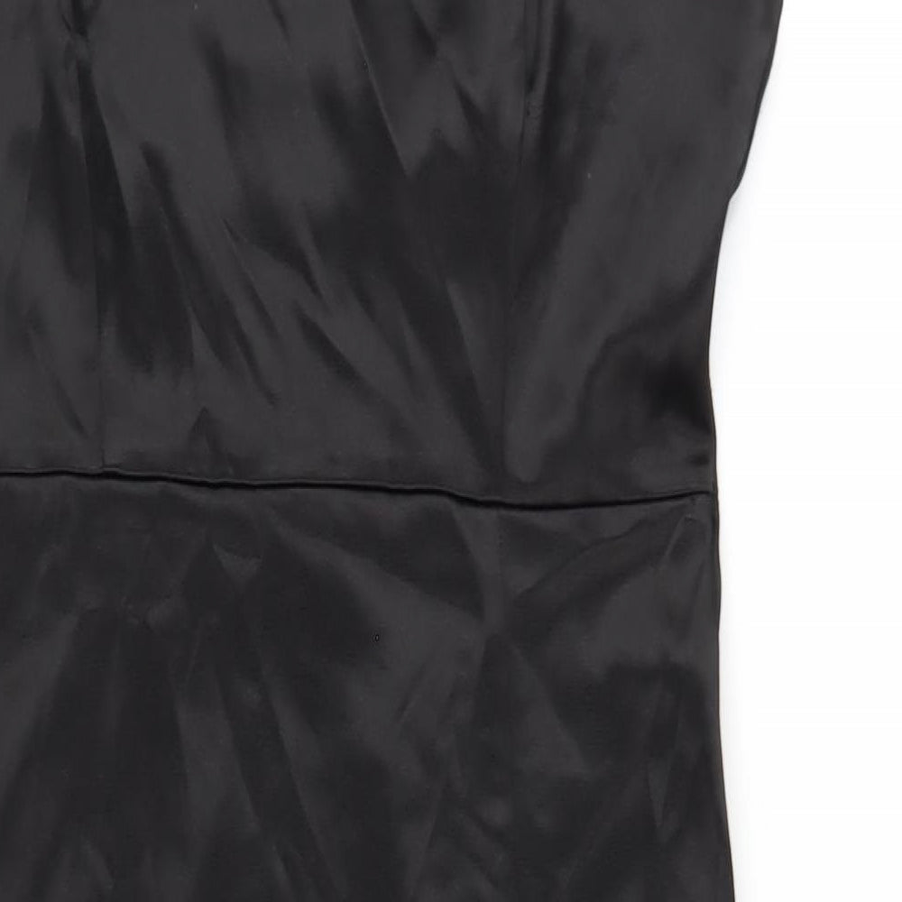 Zara Womens Black Polyester A-Line Size M Square Neck Zip
