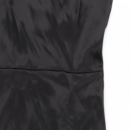 Zara Womens Black Polyester A-Line Size M Square Neck Zip