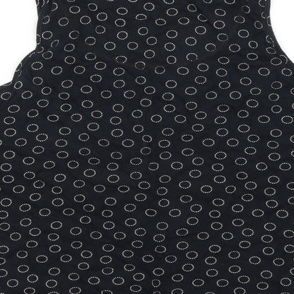 Marks and Spencer Womens Black Polka Dot Cotton Basic Tank Size 14 Scoop Neck