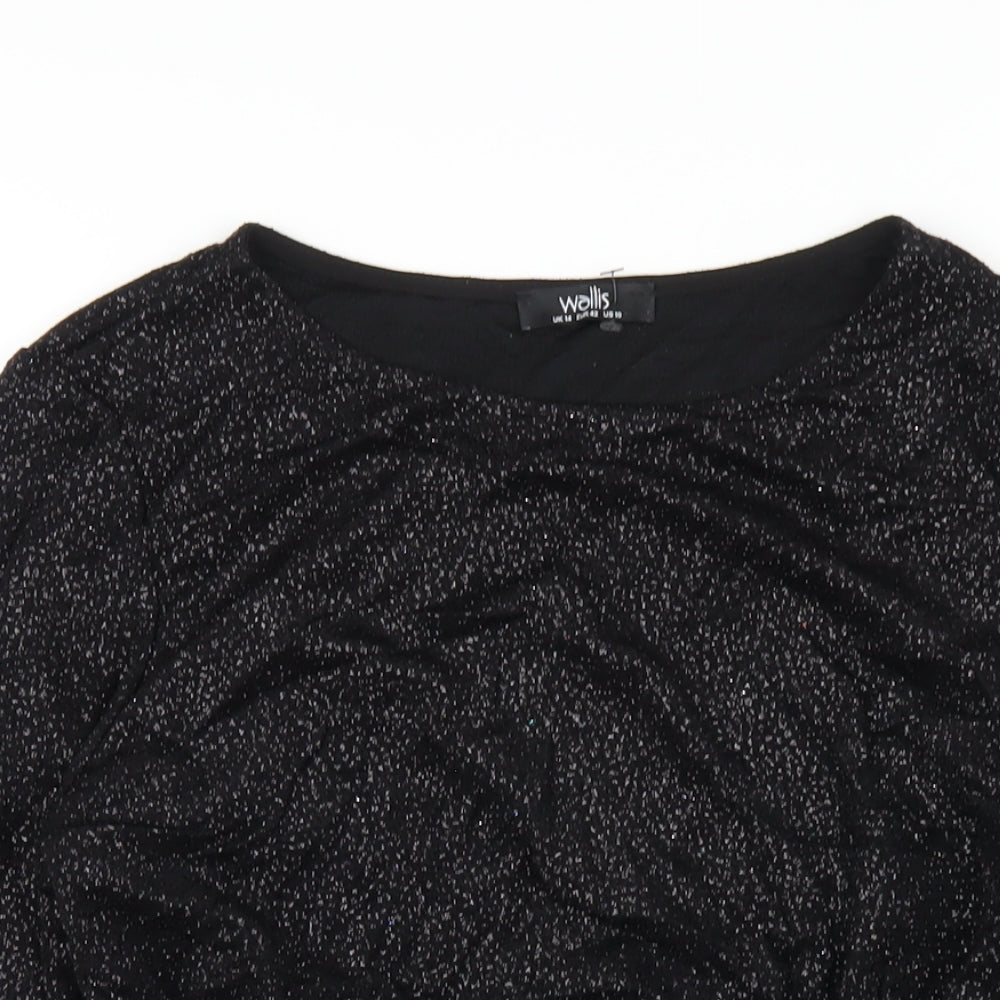 Womens UK Size 14 Wallis Black Basic T-Shirt