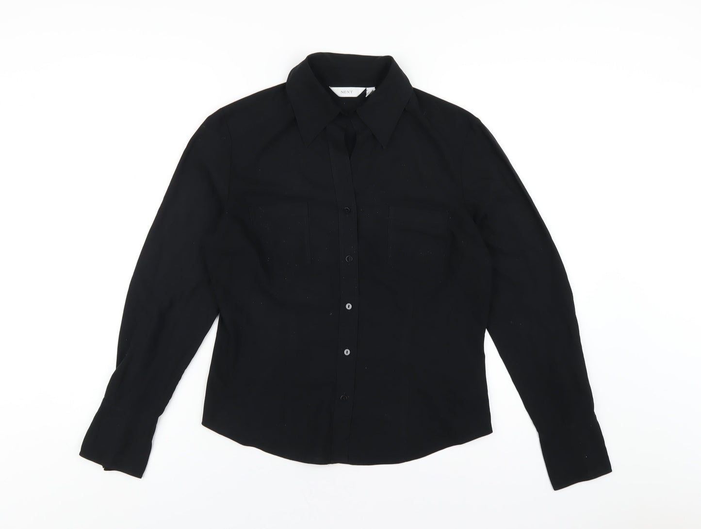 Womens UK Size 14 NEXT Black Basic Button-Up