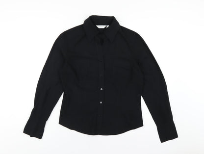 Womens UK Size 14 NEXT Black Basic Button-Up