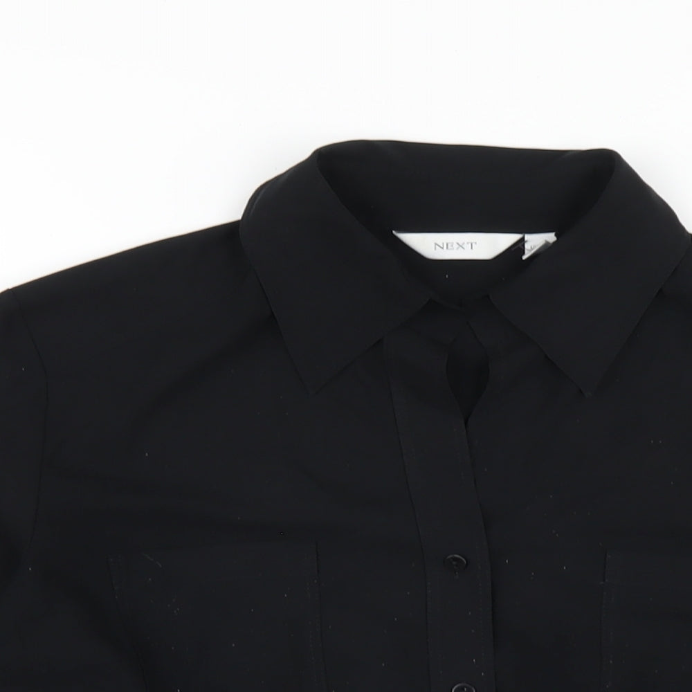 Womens UK Size 14 NEXT Black Basic Button-Up