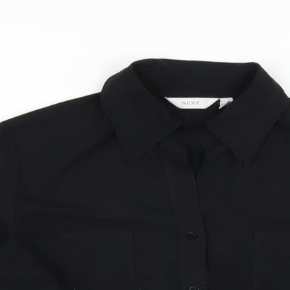 Womens UK Size 14 NEXT Black Basic Button-Up