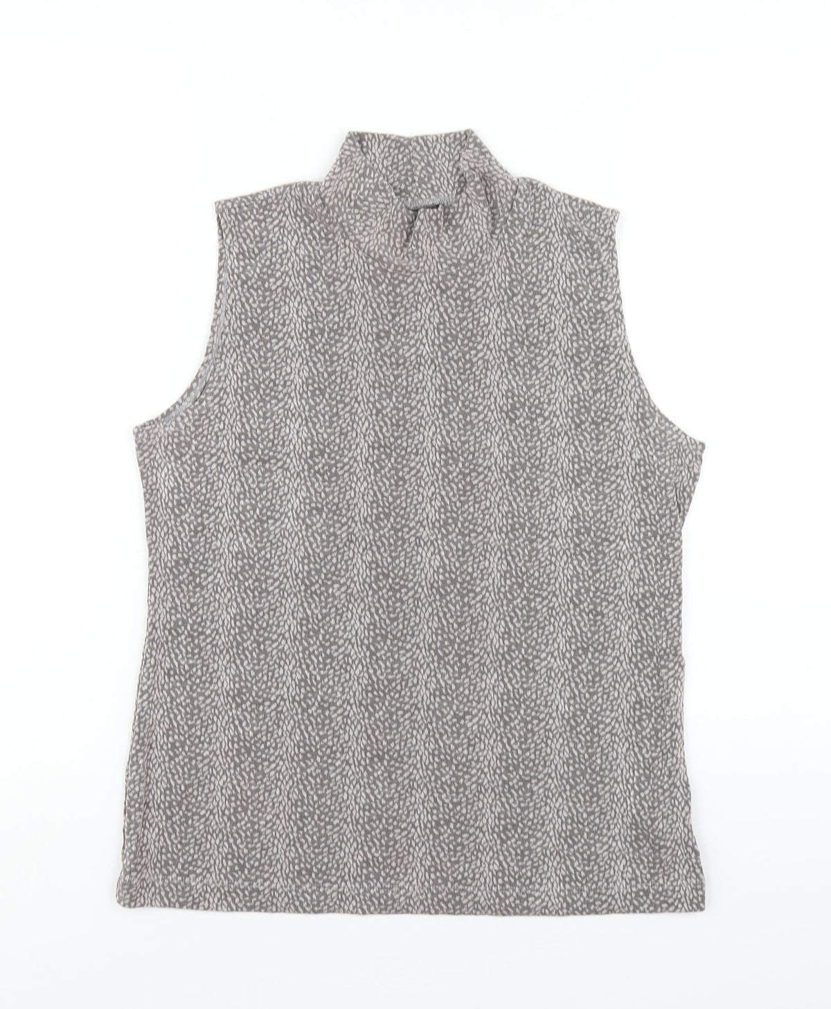 WEEKENDERS Womens Grey Geometric Acetate Basic Tank Size M Mock Neck