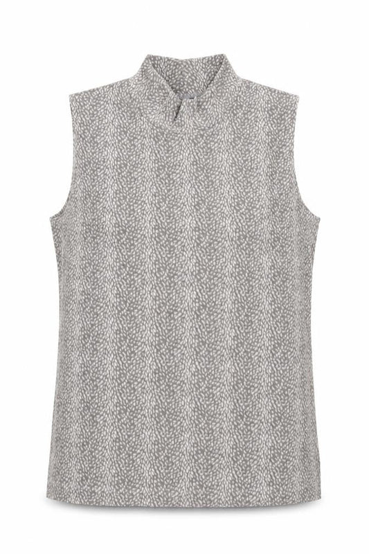 WEEKENDERS Womens Grey Geometric Acetate Basic Tank Size M Mock Neck