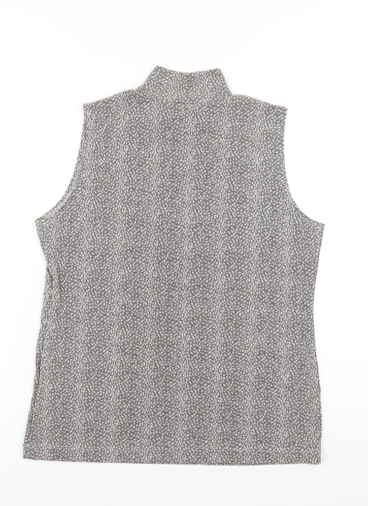 WEEKENDERS Womens Grey Geometric Acetate Basic Tank Size M Mock Neck