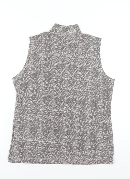 WEEKENDERS Womens Grey Geometric Acetate Basic Tank Size M Mock Neck