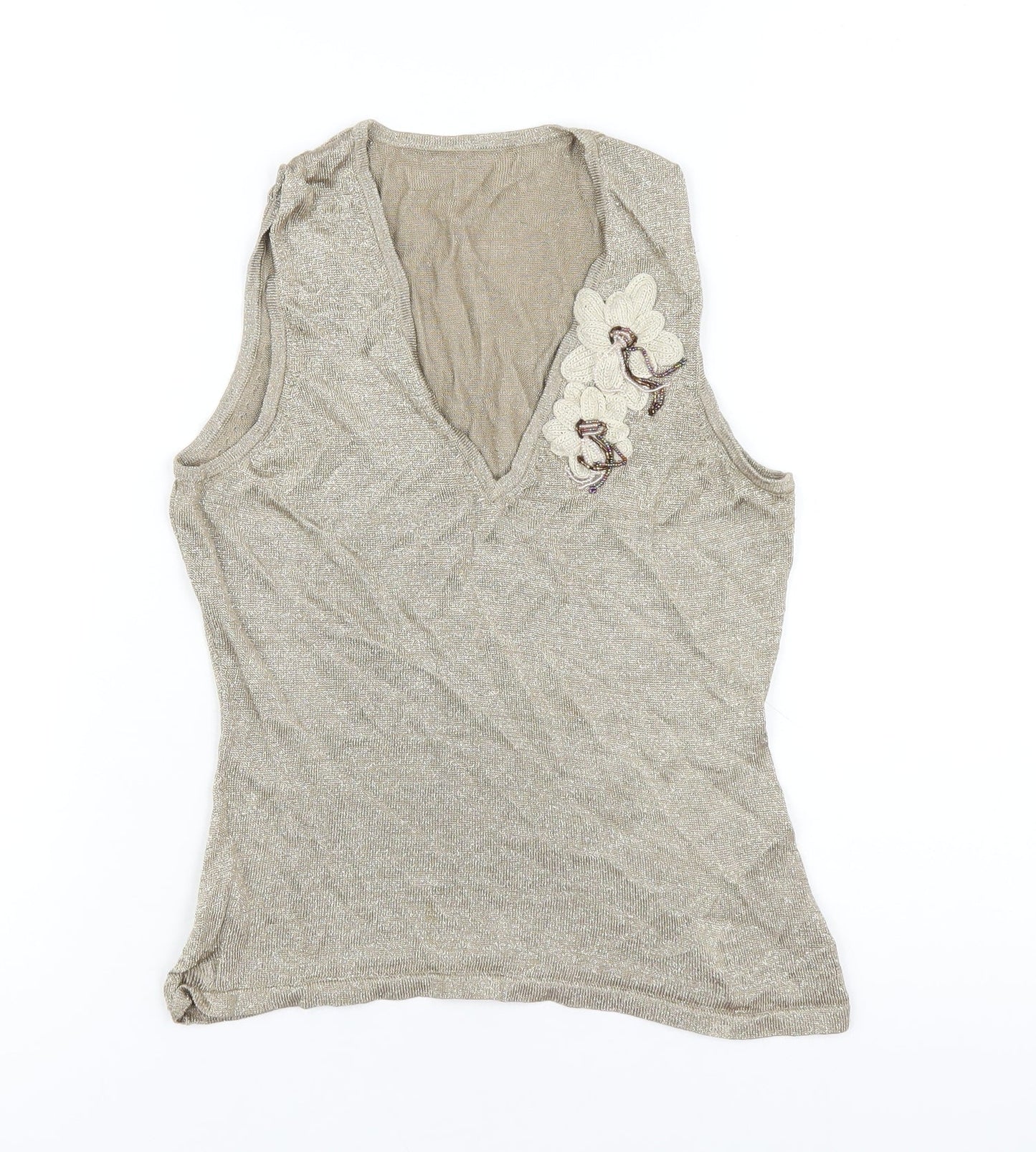 Womens UK Size 12 Marks and Spencer Gold Basic Tank