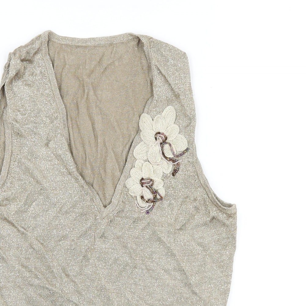 Womens UK Size 12 Marks and Spencer Gold Basic Tank
